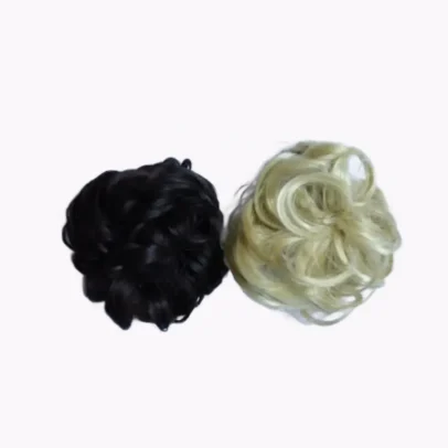 Dual Tone Curly Hair Buns – Black & Blonde